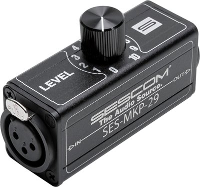 Sescom SES-MKP-29 XLR to XLR 1-Channel In-Line Balanced Audio Volume Control for Line Level Devices
